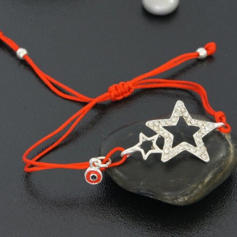 Red Adjustable Drawstring Star Bracelet